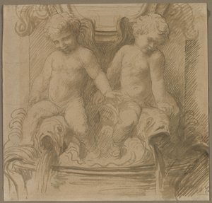 Fontene med Putti Riding Dolphins, siste halvdel av 1800-tallet. av Alphonse Legros
