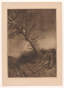 Død gammel mann under et tre Le mort du Vagabond av Alphonse Legros
