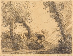 Kvinnelige innhøstere overrasket av stormen av Alphonse Legros