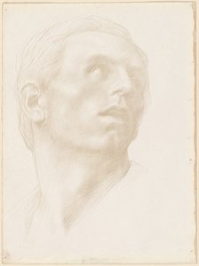 Hodet til en mann som ser opp til høyre av Alphonse Legros