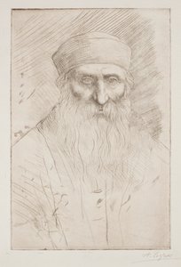 Hodet til en mann med langt skjegg av Alphonse Legros