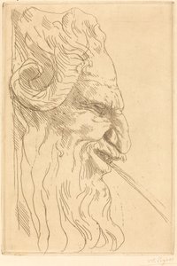 Leder for en Satyr Tete de satyre. av Alphonse Legros