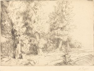 I Fontainebleau-skogen (Dans la foret de Fontainebleau) av Alphonse Legros