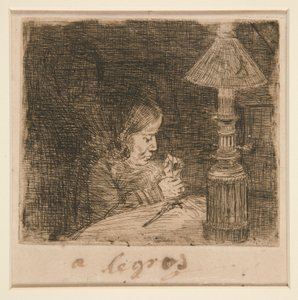 La Couseuse (Sykvinnen) av Alphonse Legros
