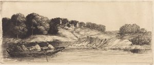 Landskap med båt, 1. plate av Alphonse Legros