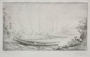 Avreise for fiske, i tåkene. av Alphonse Legros