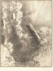 Minner om Fountainebleau i Rain Souvenir de Fountainebleau Regneffekt. av Alphonse Legros