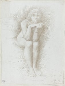 Sittende nakenmodell. av Alphonse Legros