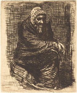 Gammel kvinne sitter av Alphonse Legros