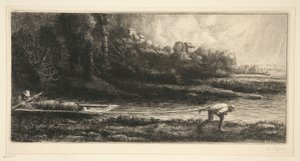 Båtlandskap av Alphonse Legros
