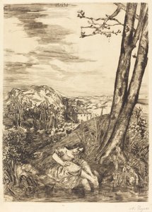 Bonde som vasker føttene hennes av Alphonse Legros