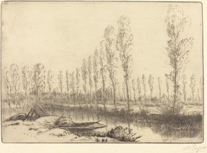 Popler nær Amiens Nær Amiens, torvmarkene. av Alphonse Legros