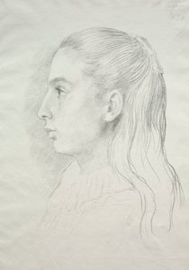 Portrett av frøken Nora E. Legros, 1896. av Alphonse Legros