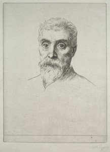 Portrett av Sir Hiram S. Maxim. av Alphonse Legros