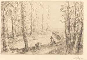 Hvil langs bredden av elven (Repos au bord de la riviere) av Alphonse Legros