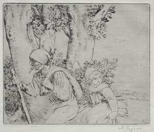 Retur fra feltet (Le Retour des Champs-2nd Plate) av Alphonse Legros