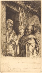 Saint Peter og Saint Paul ved døren til Bonhomme Misere Saint Pierre et Saint.... av Alphonse Legros