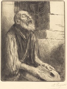 Sittende Beggar Mendiant assist. av Alphonse Legros