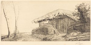 Shepherd's Hut på en Hillside Sheepfold i åssiden. av Alphonse Legros