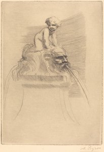 Liten fontene, barn som leker på Grotesques Liten fontene, barn som leker på maskene. av Alphonse Legros