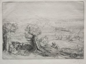 Minne om en dal i Burgund. av Alphonse Legros