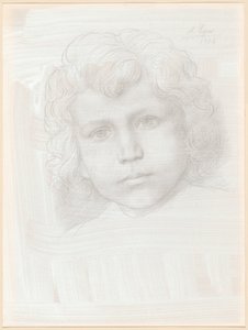 Studie av Amor (hodet til en jente) av Alphonse Legros