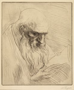 Studie av en gammel mann som leser av Alphonse Legros