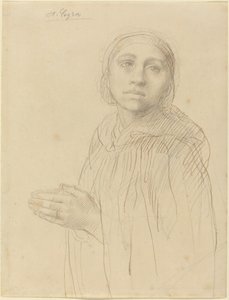 Studie av kvinne som ber. av Alphonse Legros