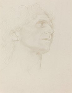 Studie av kvinnens hode, svingt til høyre. av Alphonse Legros