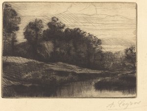 Solnedgang (kveld (solnedgang)) av Alphonse Legros