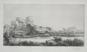 Farmen ved elven (La Ferme Sur La Rivière: Afteneffekt) av Alphonse Legros