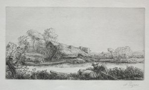 Farmen ved elven (La Ferme Sur La Rivière: Afteneffekt) av Alphonse Legros