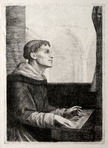 Munken ved orgelet. av Alphonse Legros