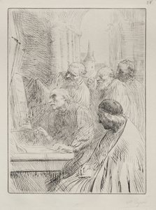 Munkene i kirken. av Alphonse Legros