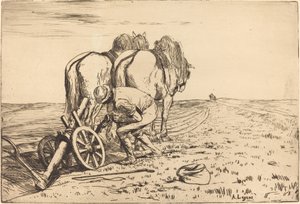 Plogen La charrue. av Alphonse Legros