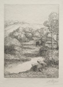 Vaskeplassen, kalt The Washerwomen Le Lavoir, Dite Les Laveuses. av Alphonse Legros