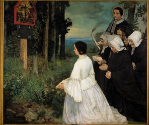 Ex-voto kvinner (i tradisjonelle drakter bretonere?) samles foran en ex voto. Maleri av Alphonse Legros (1837-1911) 1860 søn. 1,74x1,97 m Dijon, Museum of Fine Arts av Alphonse Legros