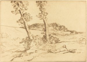 Reisende tilbakelent på gresset Den reisende tilbakelent på gresset. av Alphonse Legros
