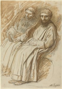 To munker sitter i en kirke. av Alphonse Legros
