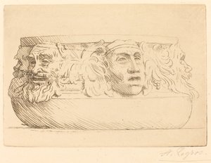 Vase med grotesker Vasen med masker. av Alphonse Legros