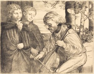 Viol Player Violspilleren. av Alphonse Legros