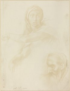 Studie av Delphic Sibyl; Leder av en mann av Alphonse Legros after Michelangelo