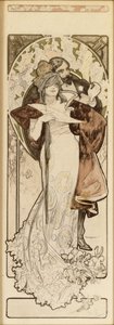 En modell for litografien "Program 27. oktober 1900", ca. 1900 av Alphonse Mucha