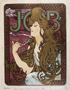 Reklameplakat for "Job Cigarette Paper" av Mucha av Alphonse Mucha