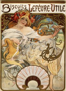 Kjeks Lefevre-Utile", designet som en kalender for 1897, 1896 av Alphonse Mucha