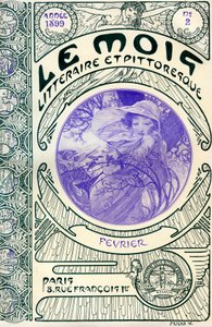 Forside av magasinet (månedsmagasin) Le Month litteraire et picturesque av Alphonse Mucha (1860-1939): februar måned 1899 - Maison de la Bonne Presse - av Alphonse Mucha