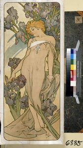 Iris (del av serien med blomster). Kunstverk av Alfons Maria Mucha (Alphonse Marie Mucha av Alphonse Marie Mucha