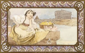 Italiensk jente, 1900 av Alphonse Mucha