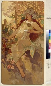 Høst (Serie med allegori om de fire årstidene). Kunstverk av Alfons Maria Mucha (Alphonse Marie Mucha