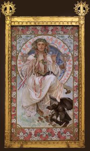 Portrett av Josephine Crane Bradley i Slavia. Maleri av Alfons Mucha (1860-1939), olje og tempera på lerret av Alphonse Mucha